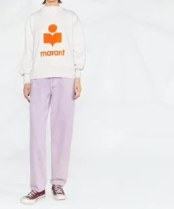 Isabel Marant Etoile ‘Moby’ Orange Felt Logo Sweatshirt