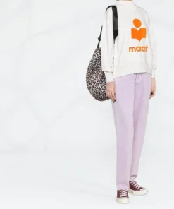 Isabel Marant Etoile ‘Moby’ Orange Felt Logo Sweatshirt