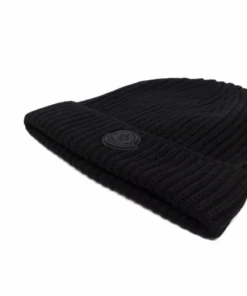 Moncler 'Black Logo Patch Beanie'