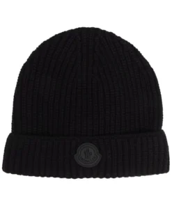 Moncler 'Black Logo Patch Beanie'