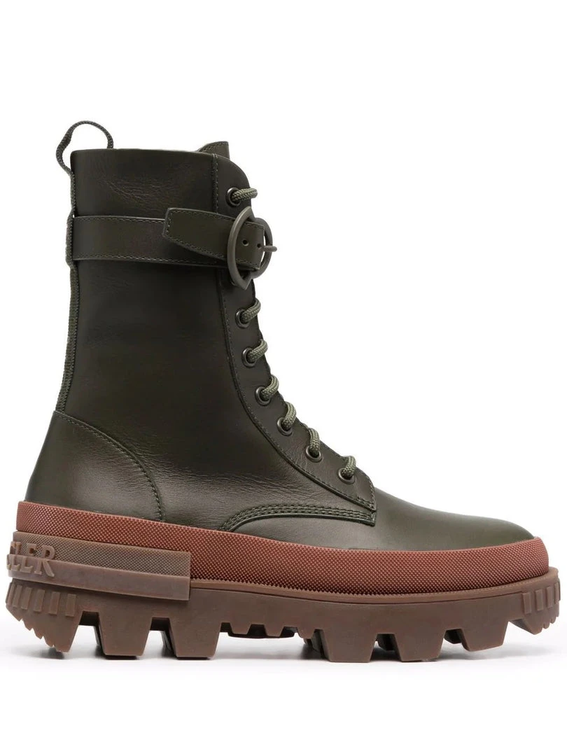 Moncler Khaki And Brown 'Carinne' Ankle Boots 3 Moncler Khaki And Brown 'Carinne' Ankle Boots