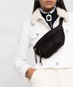 Moncler 'Felicie' Black Logo Patch Belt Bag
