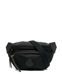 Moncler 'Felicie' Black Logo Patch Belt Bag