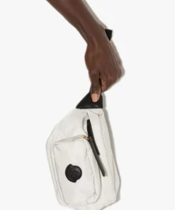 Moncler White 'Felicie' Black Logo Patch Belt Bag