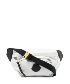 Moncler White 'Felicie' Black Logo Patch Belt Bag