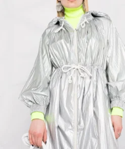 Moncler 'Akubens' Metallic Silver Hooded Coat