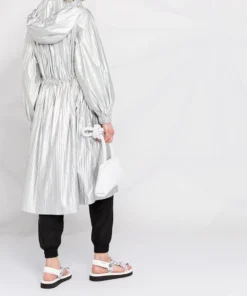 Moncler 'Akubens' Metallic Silver Hooded Coat
