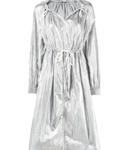 Moncler 'Akubens' Metallic Silver Hooded Coat