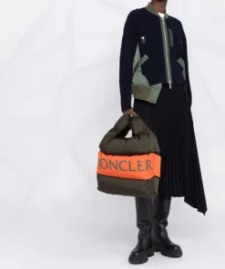 Moncler Military Green And Orange 'Legere' Large Tote Bag