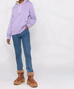 Moncler Purple And Beige 'Contrasting Trim Hoodie'