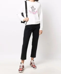 Moncler 'White Logo Print Sweatshirt'