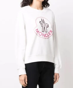 Moncler 'White Logo Print Sweatshirt'