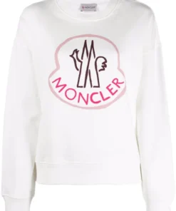 Moncler 'White Logo Print Sweatshirt'