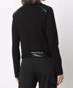 Moncler Black 'High Shine Padded Contrast Sleeve Cardigan'