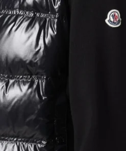 Moncler Black 'High Shine Padded Contrast Sleeve Cardigan'