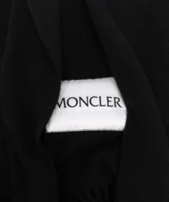 Moncler Black 'Fringed Horizontal Logo Patch Scarf'