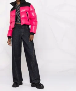 Moncler Pink And Black 'Jasione' Puffer Jacket