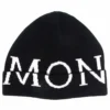 Moncler 'Monochrome Logo Detail Knit Hat' 2 Moncler 'Monochrome Logo Detail Knit Hat'