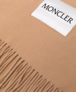 Moncler Camel 'Fringed Logo Patch Scarf' 7 Moncler Camel 'Fringed Logo Patch Scarf'