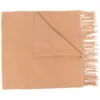 Moncler Camel 'Fringed Logo Patch Scarf'