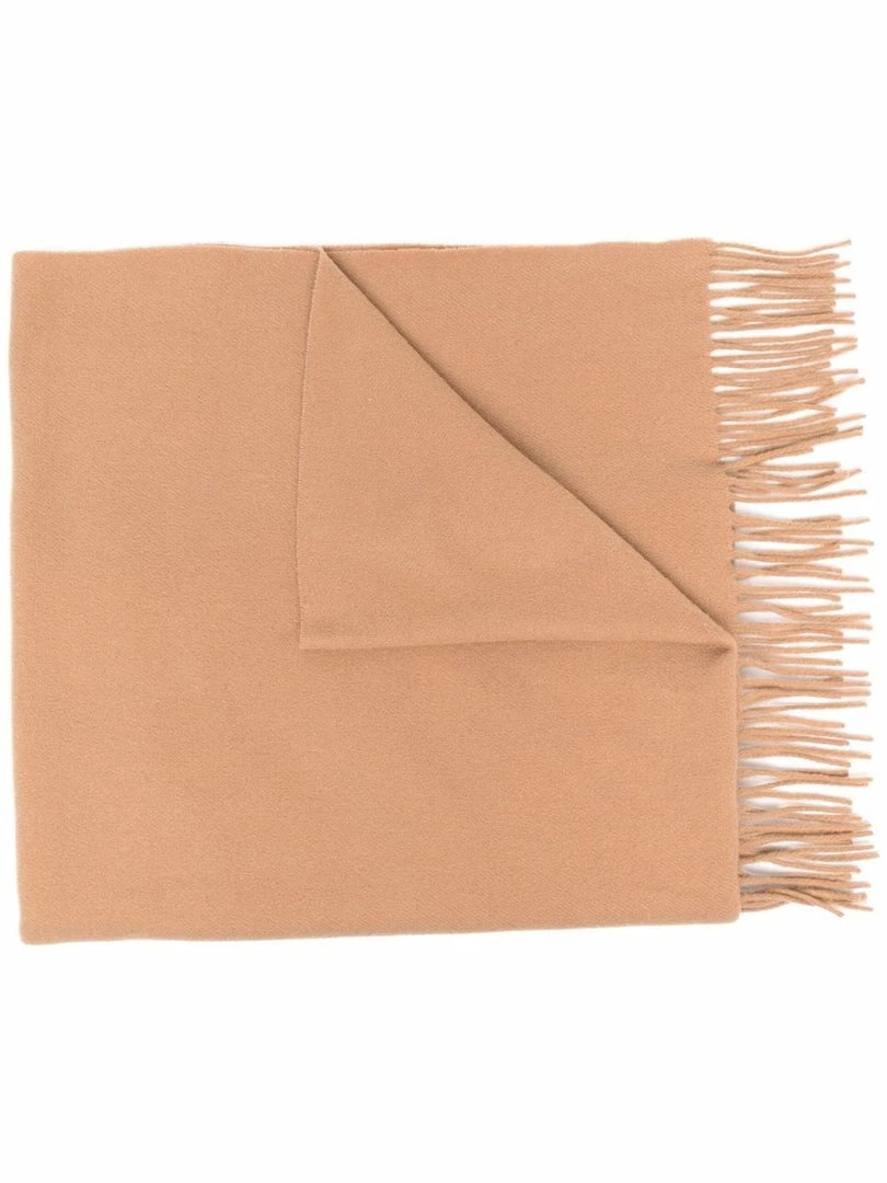 Moncler Camel 'Fringed Logo Patch Scarf' 3 Moncler Camel 'Fringed Logo Patch Scarf'