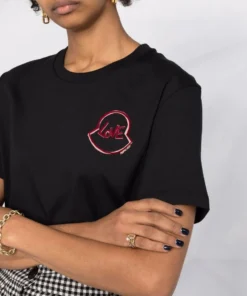Moncler Black 'Love Logo Patch T-shirt'