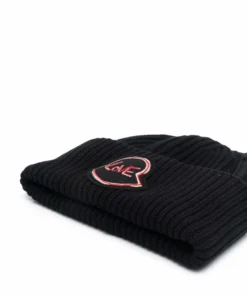 Moncler Black 'Love Patch Beanie'