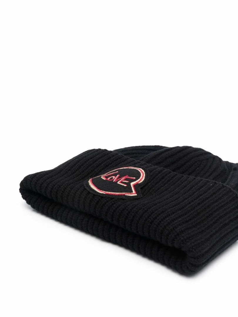 Moncler Black 'Love Patch Beanie' 4 Moncler Black 'Love Patch Beanie'