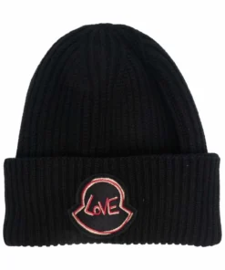 Moncler Black 'Love Patch Beanie'