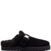 Moncler Black Faux Shearling Lined 'Mon Mule' Slides 2 Moncler Black Faux Shearling Lined 'Mon Mule' Slides