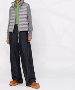 Moncler Grey 'Padded Knit Sleeve Jacket'