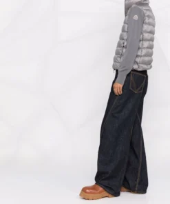 Moncler Grey 'Padded Knit Sleeve Jacket'