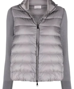 Moncler Grey 'Padded Knit Sleeve Jacket'