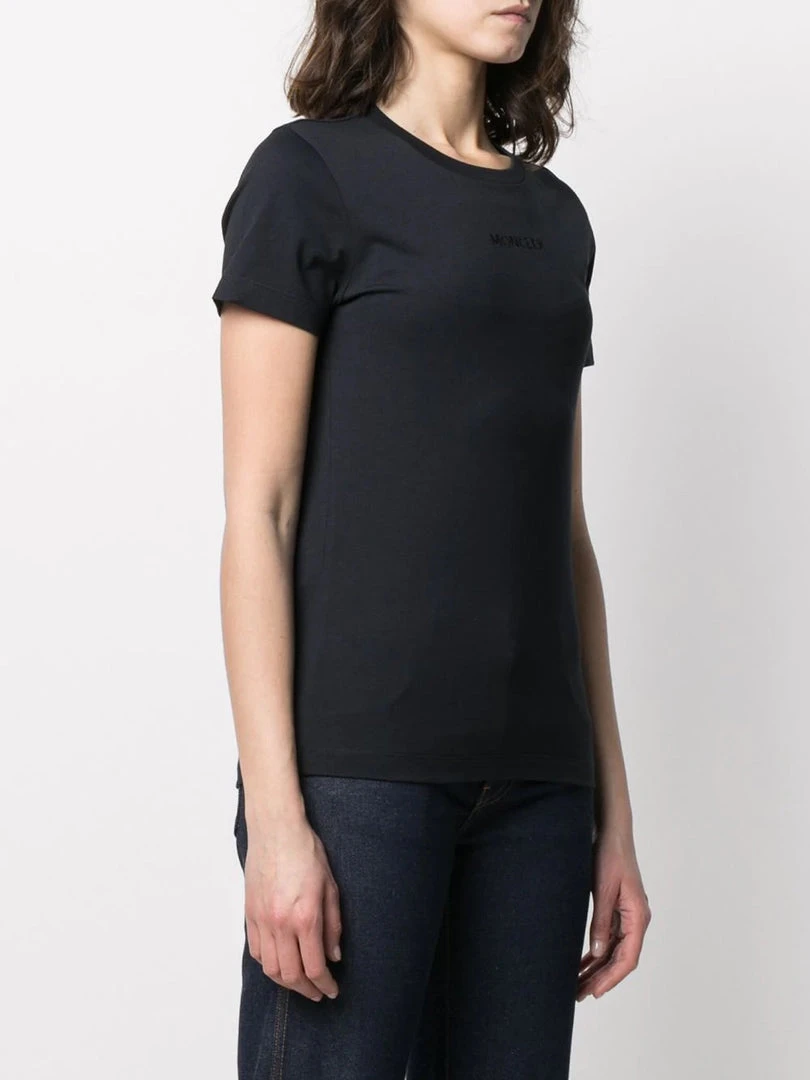 Moncler Navy 'Front Logo Embroidered T-shirt' 5 Moncler Navy 'Front Logo Embroidered T-shirt'