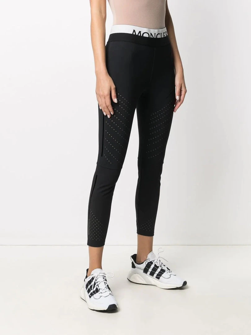 Moncler Black 'Brand Detailed Perforated Leggings' 5 Moncler Black 'Brand Detailed Perforated Leggings'