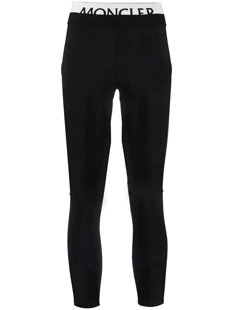 Moncler Black 'Brand Detailed Perforated Leggings' 3 Moncler Black 'Brand Detailed Perforated Leggings'