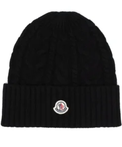 Moncler Black 'Logo-Patch Knitted Beanie'