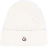 Moncler White 'Logo-Patch Knitted Beanie'