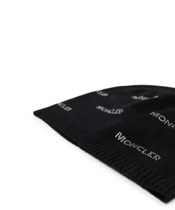 Moncler Black 'Monogram Print Beanie'