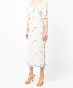 Rixo London 'Montenegro' Illustrated Midi Dress