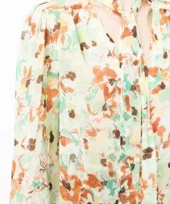 Rixo London 'Moss' Sheer Pussy Bow Floral Blouse