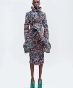 DRIES VAN NOTEN Multicoloured 'Vibe' Ruffled Collar Jacket Clothing