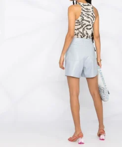 NANUSHKA Light Blue ‘Leana’ Vegan Leather Shorts Clothing