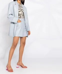 NANUSHKA Light Blue ‘Leana’ Vegan Leather Shorts Clothing
