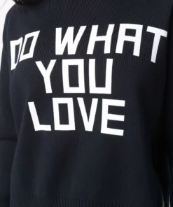 Golden Goose Navy ‘Delilah’ Ribbed Knit Slogan Sweater Clothing