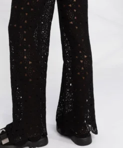 ROTATE Black 'Nola' Crochet Trousers Clothing
