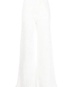 ROTATE Clothing White 'Nola' Crochet Trousers