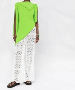 ROTATE Clothing White 'Nola' Crochet Trousers