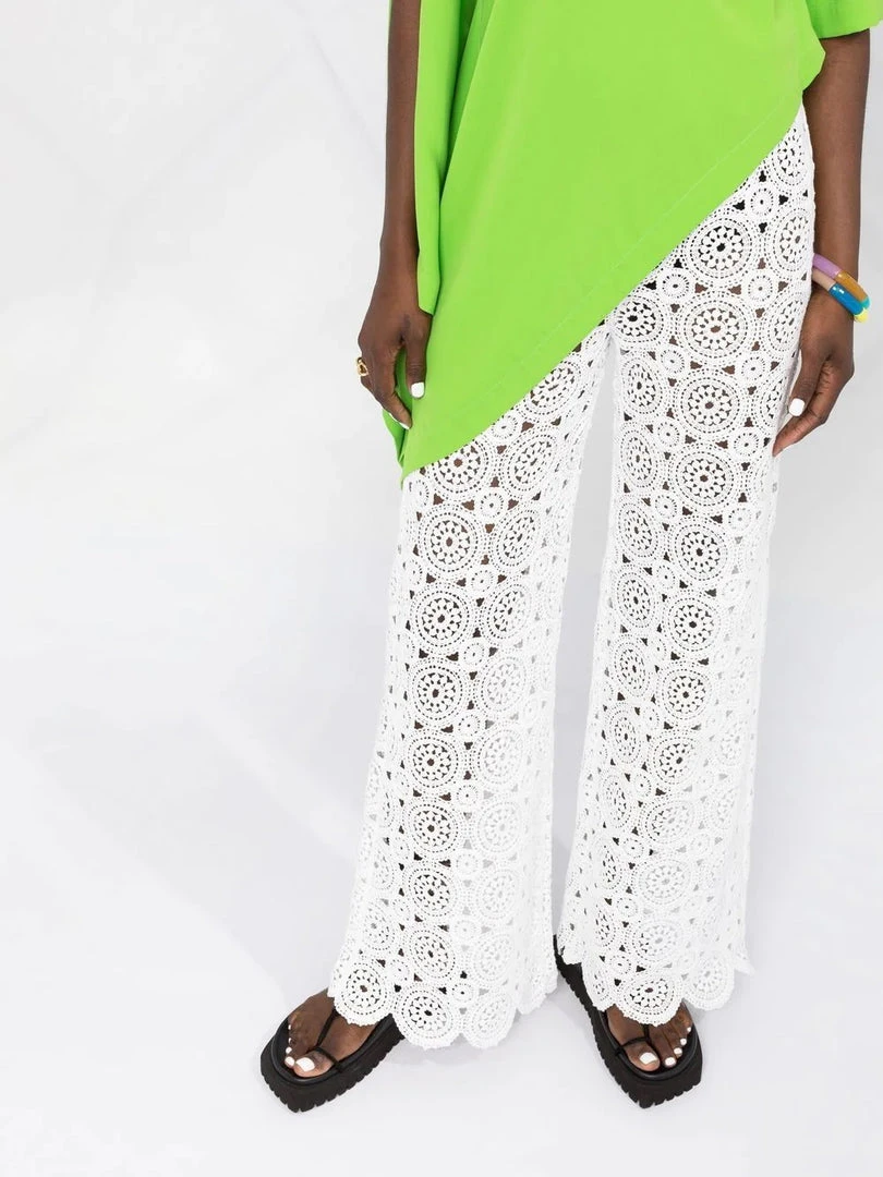ROTATE Clothing White 'Nola' Crochet Trousers 6 ROTATE Clothing White 'Nola' Crochet Trousers
