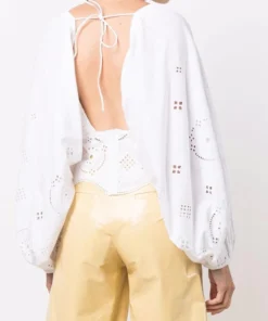 Ganni ‘Open Back Embroidered Blouse’